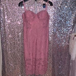 Blush lace midi dress